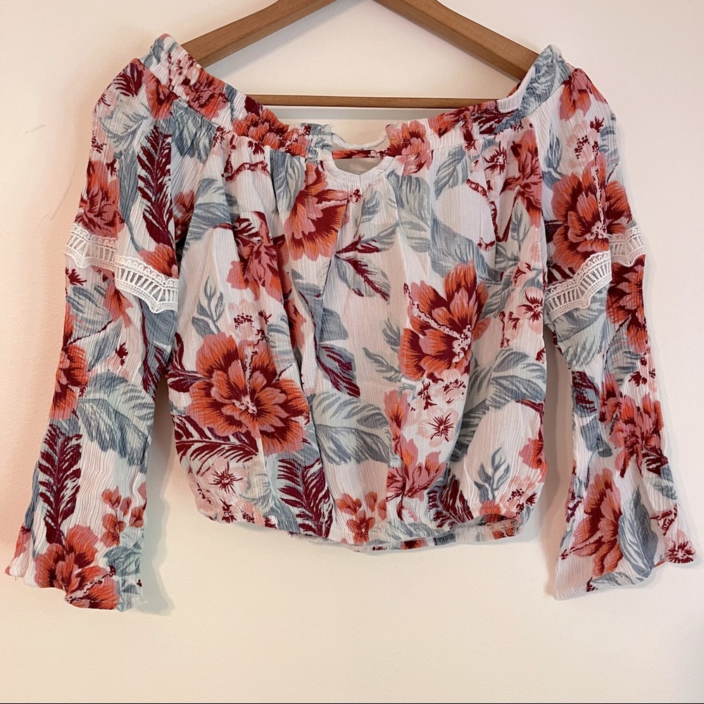 American Rag Cie Women's Long Sleeve off the shoulder crop top